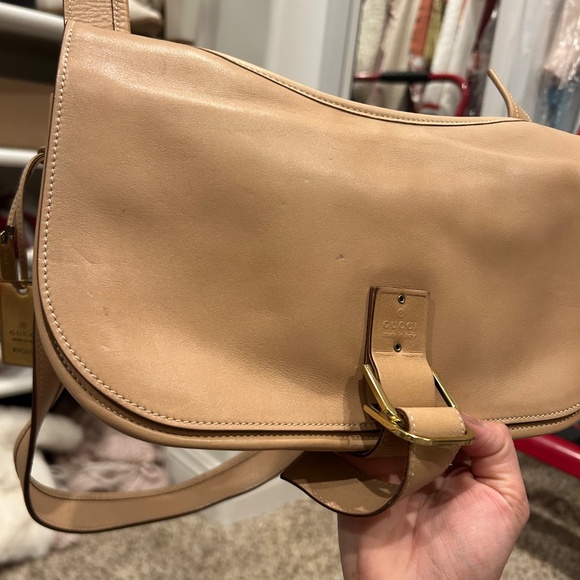 Vintage Gucci Tan Leather Shoulder Bag + Matching Wallet Set - Picture 10 of 16